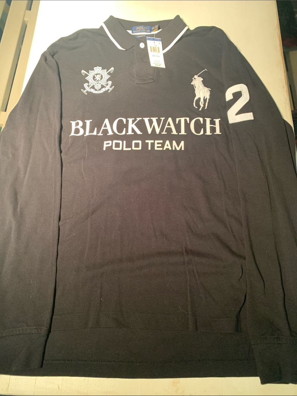 Polo by Ralph Lauren Blackwatch Polo Team Long-Sleeve - Black with White Logos